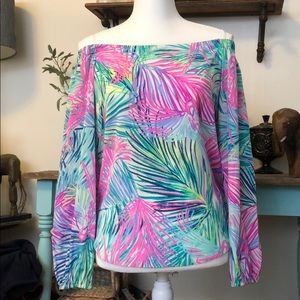 Lilly Pulitzer Silk off shoulder top sz m